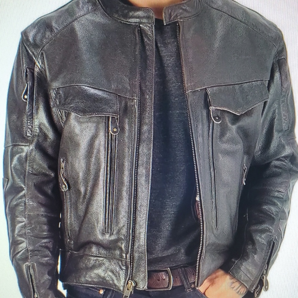 Skeid Black Leather Motorcycle Jacket for Men